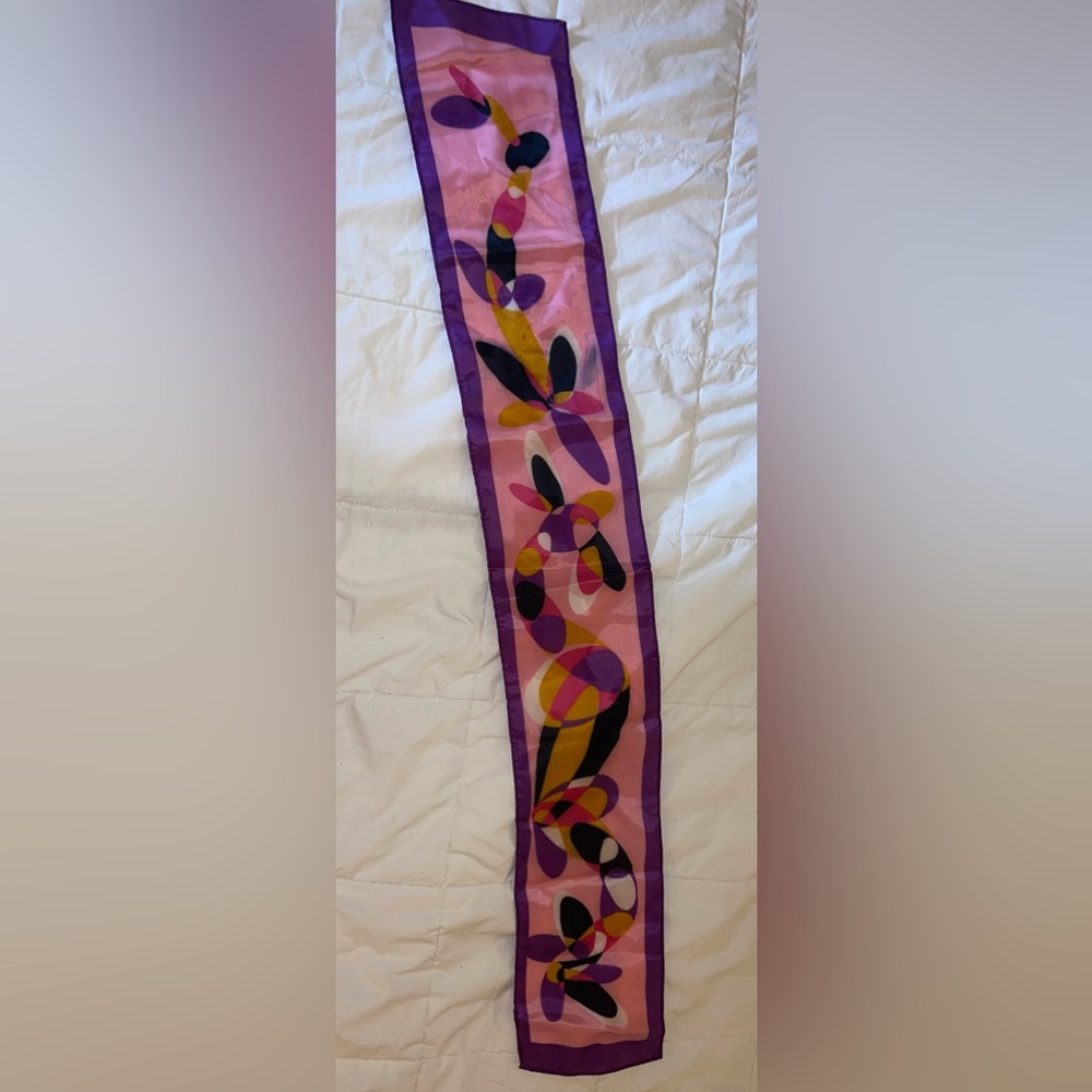 Colorful Vintage Abstract Scarf 40.5” L AS IS